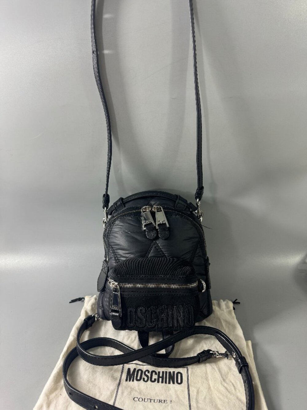 Authentic MOSCHINO QUILTED NYLON SMALL BACKPACK/SHOULDER BAG